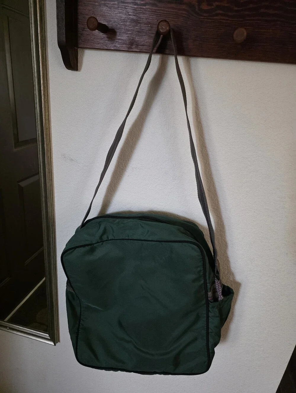 Coleman Green Messenger Bag with Tan Accent